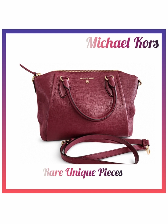 Michael Kors Handbags - ‼️ON SALE‼️New Michael Kors Wine Pebbled Leather Crossbody Satchel